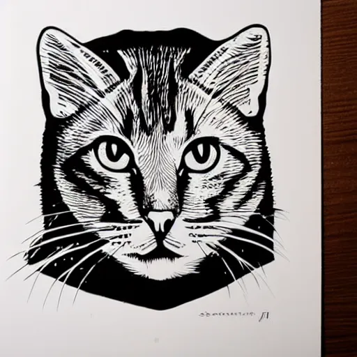 Image similar to cat woodcut print by Samuel Jessurun de Mesquita