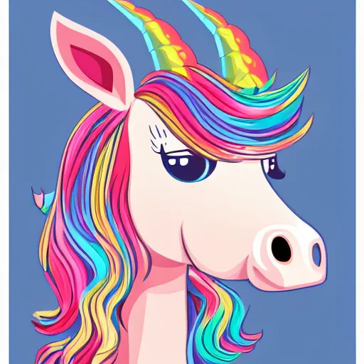 Image similar to A nice unicorn, Anthropomorphized, portrait, highly detailed, colorful, illustration, smooth and clean vector curves, no jagged lines, vector art, smooth