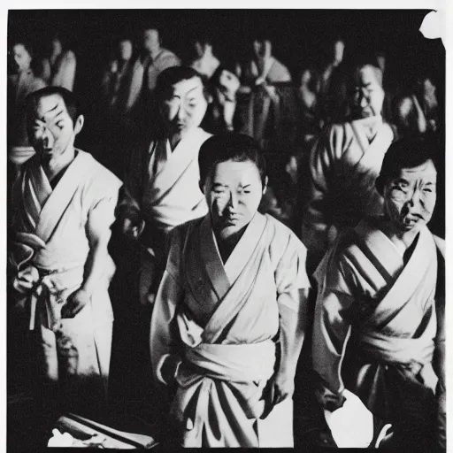 Prompt: A photograph of Japanese oni demons at the conference, 35mm film grain, intricate, high contrast, studio lighting