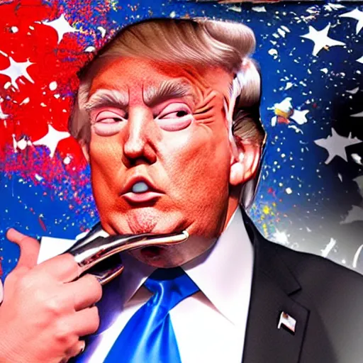 Image similar to donald trump sniffing spray paint