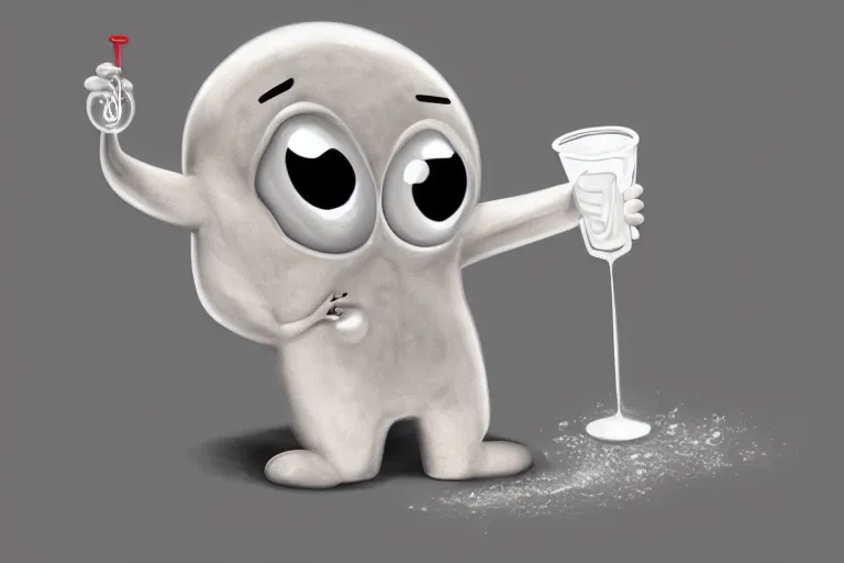 Image similar to a sad anthropomorphic spilled drink crying, digital art, realistic