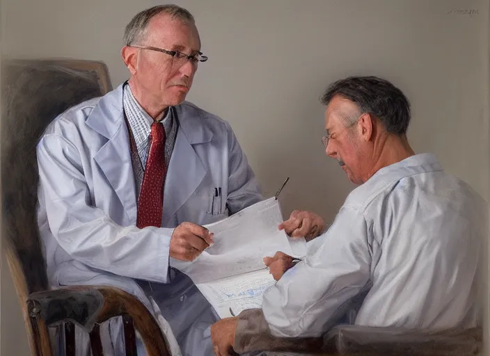 Image similar to a highly detailed professional portrait of a cardiologist, james gurney, james jean