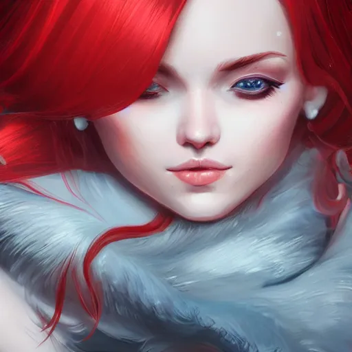 Prompt: a woman wearing a princess outfit, red hair, highly detailed, digital painting, artstation, concept art, smooth, sharp focus, illustration