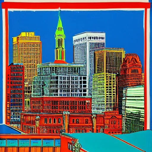 Prompt: a beautiful painting of Columbus Ohio by Andy warhol