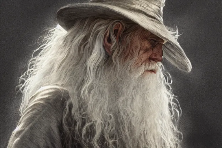 Image similar to Gandalf from Lord of the Rings, diffuse lighting, fantasy, intricate, elegant, highly detailed, lifelike, photorealistic, digital painting, artstation, illustration, concept art, smooth, sharp focus, art by John Collier and Albert Aublet and Krenz Cushart and Artem Demura and Alphonse Mucha