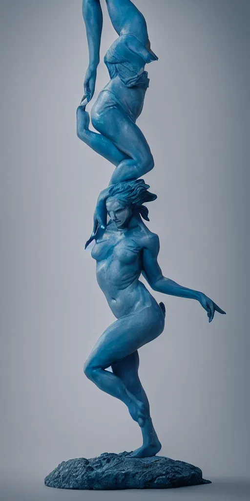 Prompt: Sculpture of Katara from Avatar bending water, water tribe garment, by michelangelo, photography, Sony A7III, 85mm f4