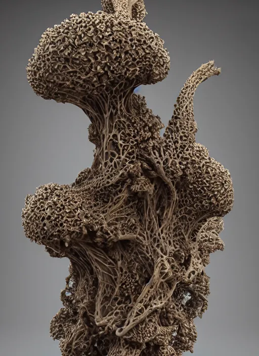 Image similar to high intricate sculpture of tremella - fuciformis, maria panfilova, andrea savchenko, mike kime, ludovic plouffe, qi sheng luo, oliver cook, trending on artstation