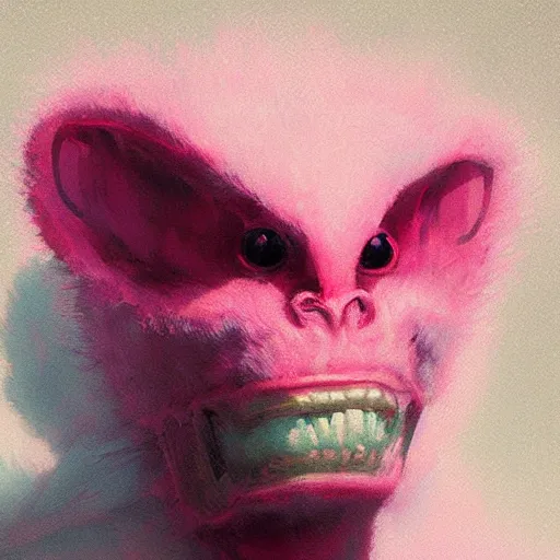 Image similar to fuzzy pink alien, portrait by greg rutkowski