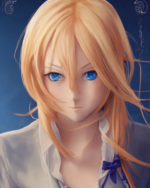 Prompt: Alice Zuberg by Zeronis and Avetetsuya Studios and Mitsu Art, Alicization, flowing blonde hair, anime, symmetrical face, blue eyes, elegant, sunset, trending on artstation, artstationHD, artstationHQ, patreon, 4k, 8k