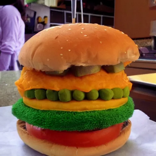 Prompt: A Mike Wackowski themed cheeseburger