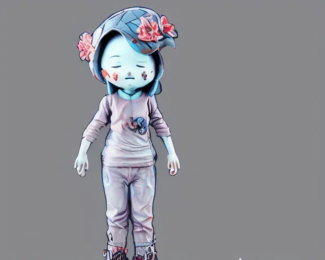 Image similar to James Jean isolated cheerful tomboy vinyl figure concept art, figure photography unreal engine, smooth sharp focus, holographic undertones, anime stylized, high detail, ethereal lighting - H 640