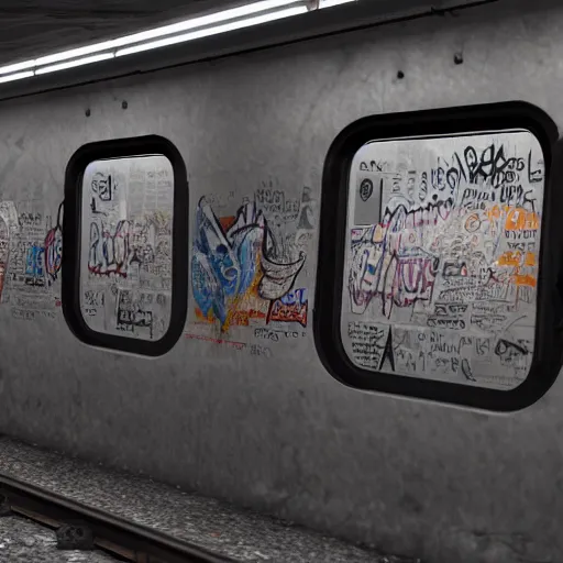 Prompt: new york subway graffiti masterpiece, hyperdetailed, artstation, cgsociety
