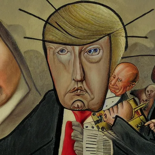 Image similar to a painting of donald trump, in the style of hieronymus bosch.