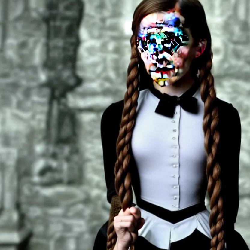 Image similar to emma watson as wednesday addams, 8 k,