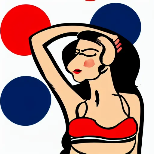 Image similar to a sticker illustration of a woman in a bikini