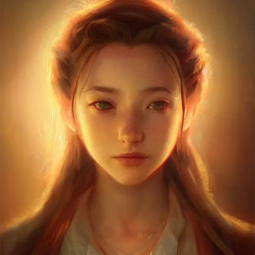 Image similar to Aerith Gainsborough portrait, atmospheric lighting, painted, intricate, volumetric lighting, beautiful, rich deep colors masterpiece, golden hour, sharp focus, ultra detailed, by Leesha Hannigan, Ross Tran, Thierry Doizon, Kai Carpenter,Ignacio Fernández Ríos