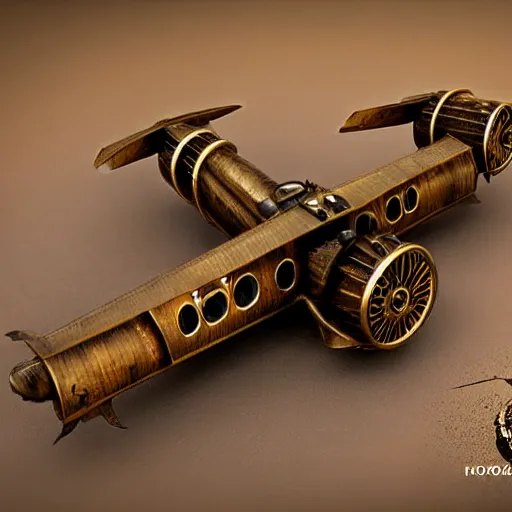 Prompt: steampunk steam-powered plane made out of brass and wood, photorealistic, ultra high detail, 8k
