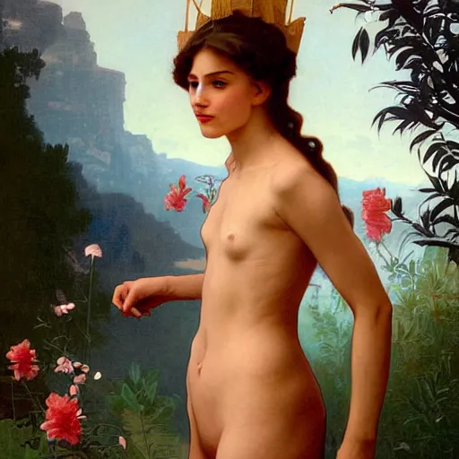 Image similar to a vintage portrait painting of a fantasy explorer lady, highly detailed, art by tristan eaton and artgerm and william - adolphe bouguereau