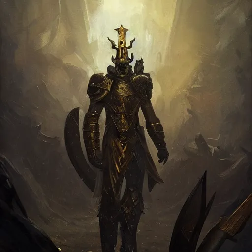 Image similar to a masculine elegant man from sideview with large shoulders, armor, and wearing golden laurel wreath, ethereal horror fantasy art by greg rutkowski and magali villanueve and monet con