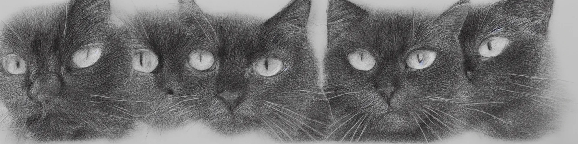 Prompt: a detailed realistic drawing of a surprised black cat, behind a smurf, modulated line