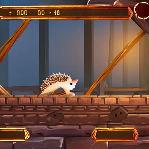 Image similar to hedgehog on a ship in seqa of thieves, game, screenshot, epic