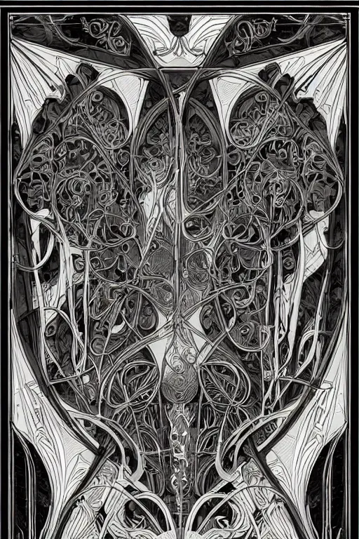 Image similar to an intricate art nouveau frame edges only, black center, highly detailed, artstation, concept art, matte, sharp focus,