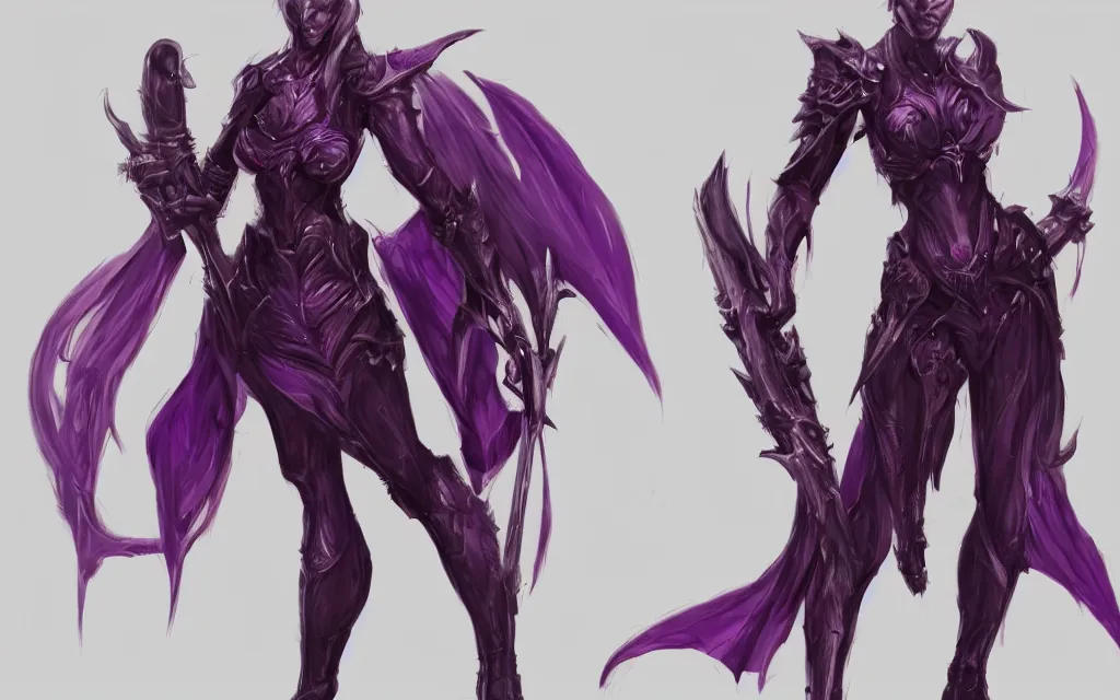 Prompt: valorant, concept art, purple, female, HD,