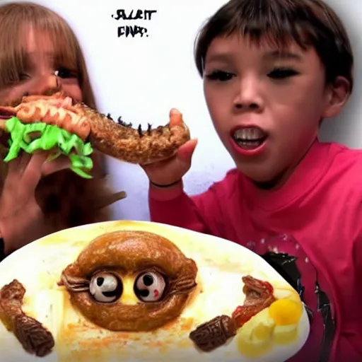 Image similar to E.T being eaten in mukbang video