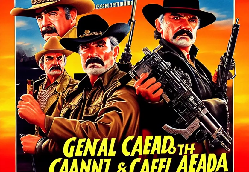 Image similar to poster for the film, the general and the bandit go to steal at the casino, art for the film in color, art in 4 k