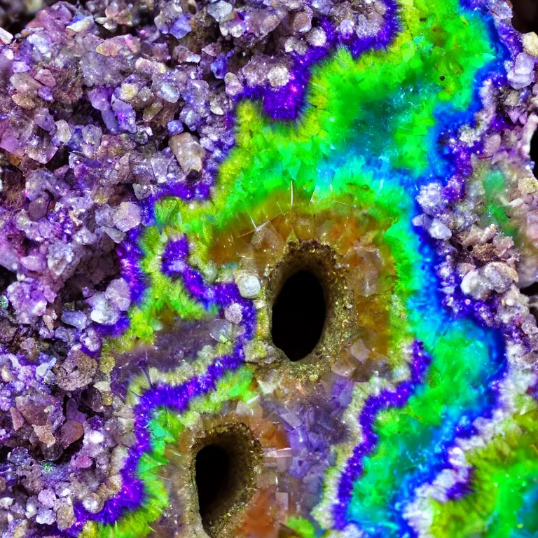 Image similar to psychedelic quartz geode, 4k, HD photography, depth of field