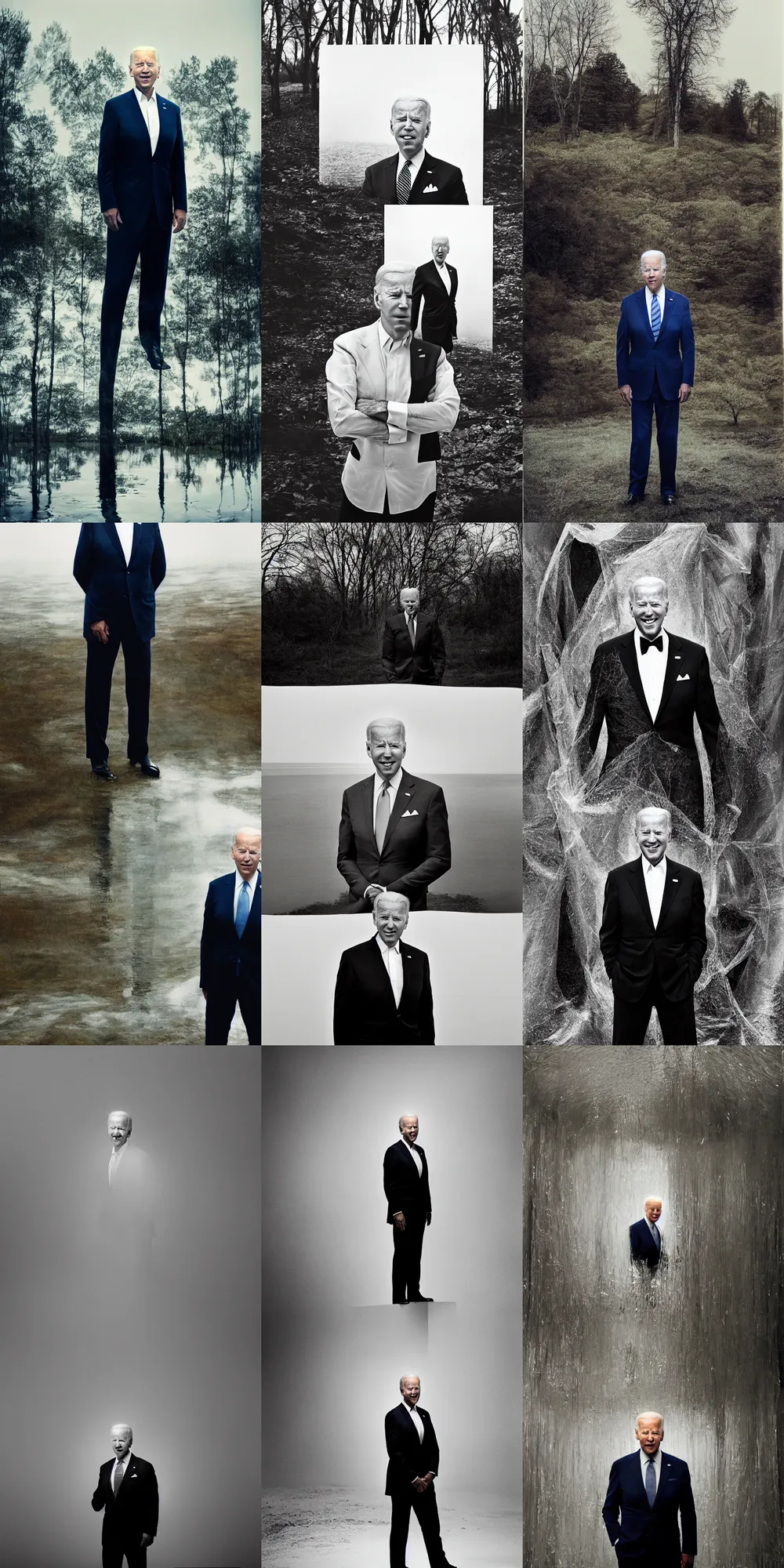 Prompt: a portrait of joe biden with background scenery by mikko lagerstedt, juergen teller, iris van herpen, tokujin yoshioka