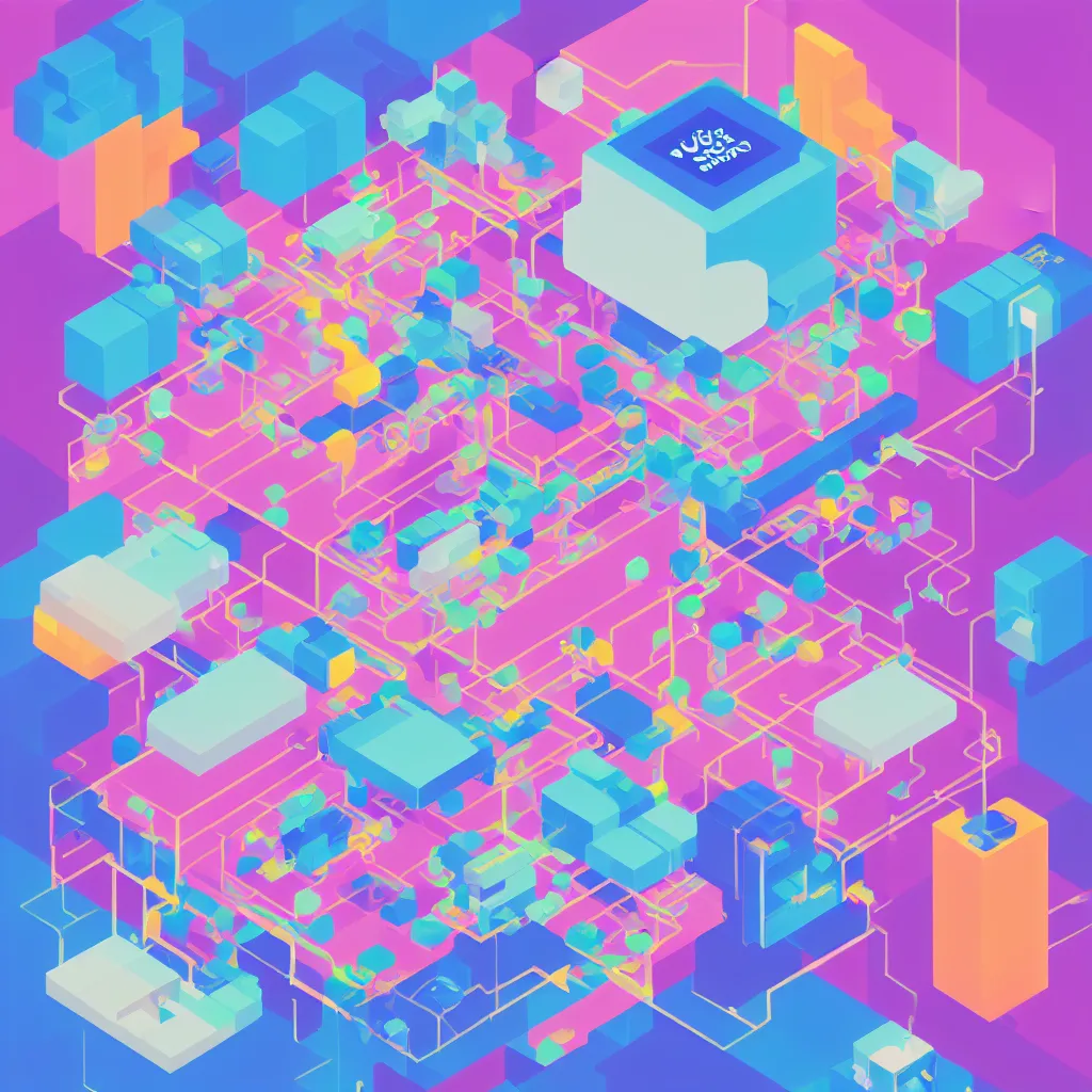 Image similar to a simple micro-service deployed to a datacenter, cloud, security, attack vector, trending on Artstation, painting by Jules Julien, Leslie David and Lisa Frank, muted colors with minimalism