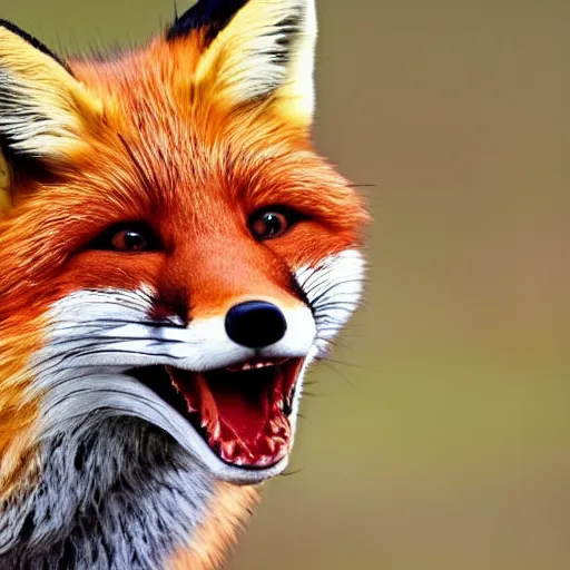 Image similar to a fox holding a knife in its jaws