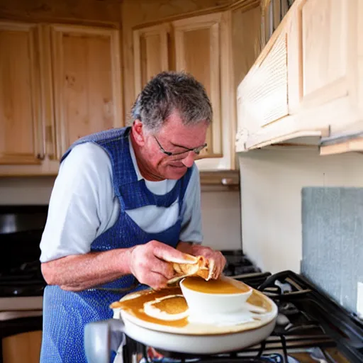 Image similar to old guy cooking pancakes