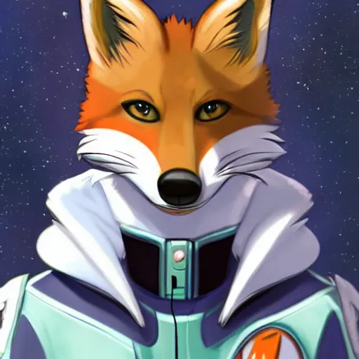 Prompt: a portrait of fox mccloud from starfox wearing a space cadet uniform, handsome eyes, artstation, concept art, furry furaffinity