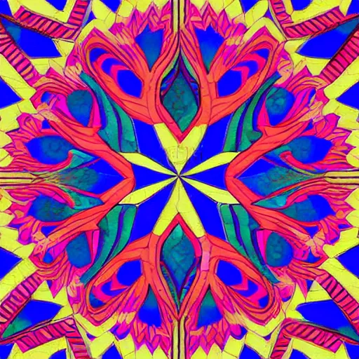 Prompt: psychedelic coloured penrose tiling, sharp, geometric