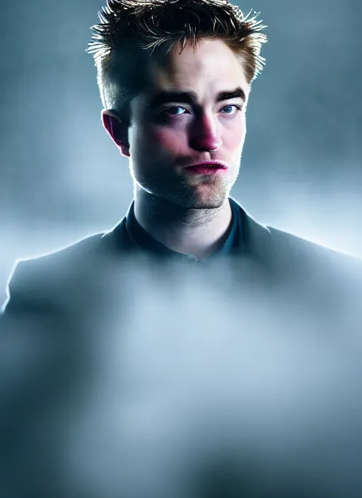 Prompt: robert pattinson in real life, face centered portrait of robert pattinson, confident, fog, rain, volumetric lighting, beautiful, golden hour, sharp focus, ultra detailed, cgsociety by leesha hannigan, ross tran, thierry doizon, kai carpenter, ignacio fernandez rios, noir art house, 4 k, 3 5 mm, fujifilm