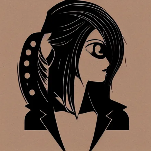 Image similar to tattoo design, stencil, portrait of a cyberpunk japanese girl, artgerm, cat girl