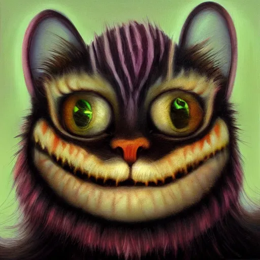 Image similar to Cheshire Cat oil painting trending on artstation, cafesale,