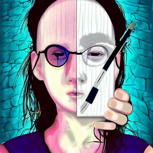 Image similar to last selfie ever taken, digital art