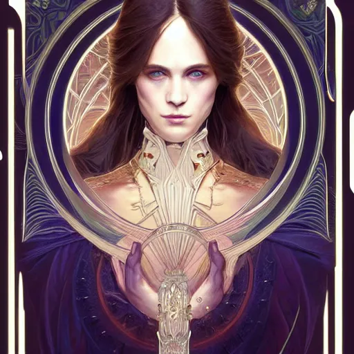 Image similar to symmetry portrait of princess sorcerer, intricate, elegant, highly detailed, digital painting, artstation, concept art, smooth, sharp focus, illustration, art by artgerm and greg rutkowski and alphonse mucha, 8 k, inspired by lord of the rings, arcane