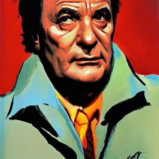 Prompt: portrait of Columbo illustrated by Basil Gogos