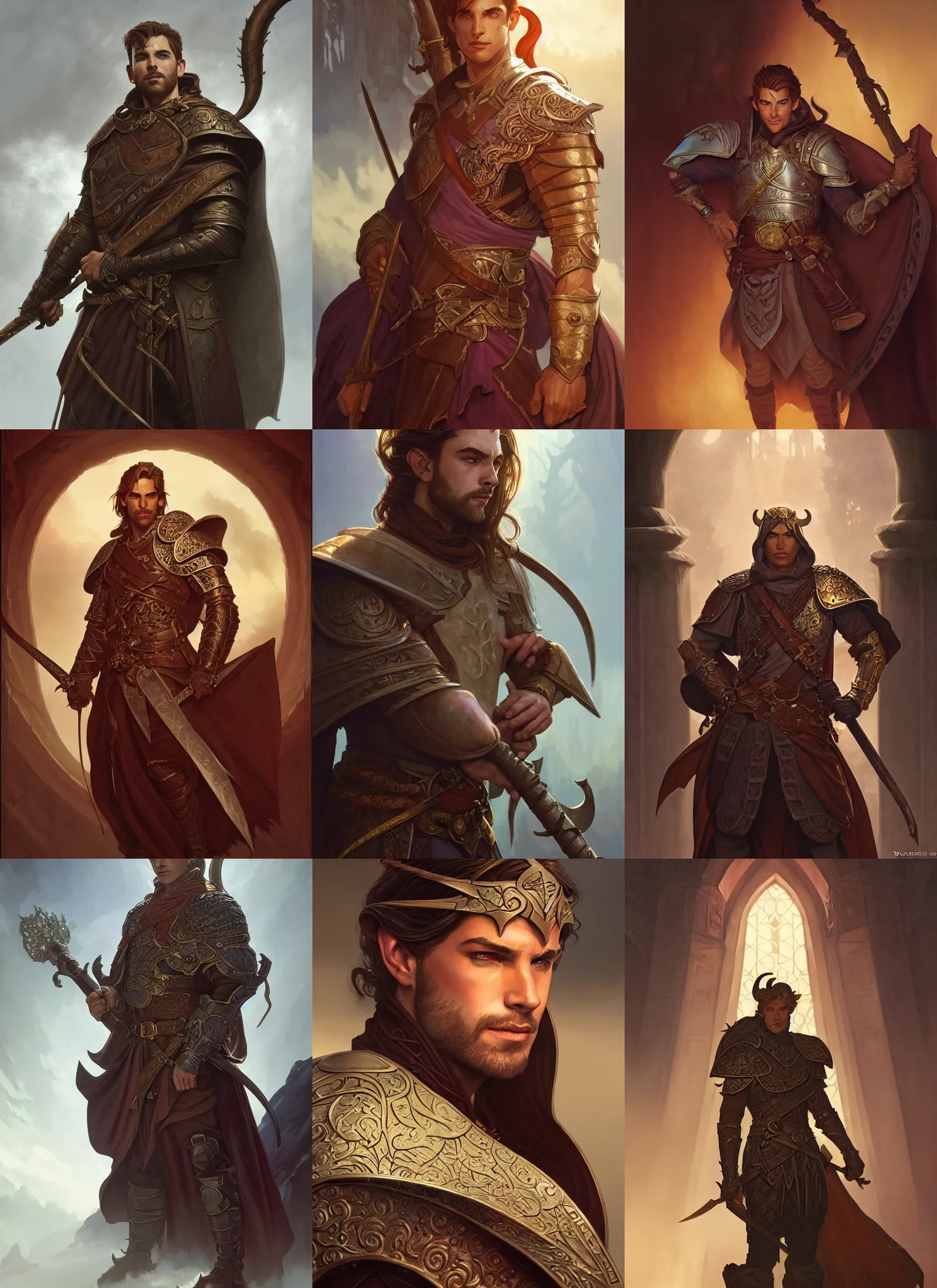 Prompt: an evocative portrait of a handsome male tiefling paladin, d & d, fantasy, tone mapped, intricate, cinematic lighting, highly detailed, digital painting, artstation, concept art, smooth, sharp focus, illustration, art by terry moore and greg rutkowski and alphonse mucha
