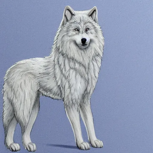 Prompt: snow wolf character Inspired by artgem, Charlotte bowater
