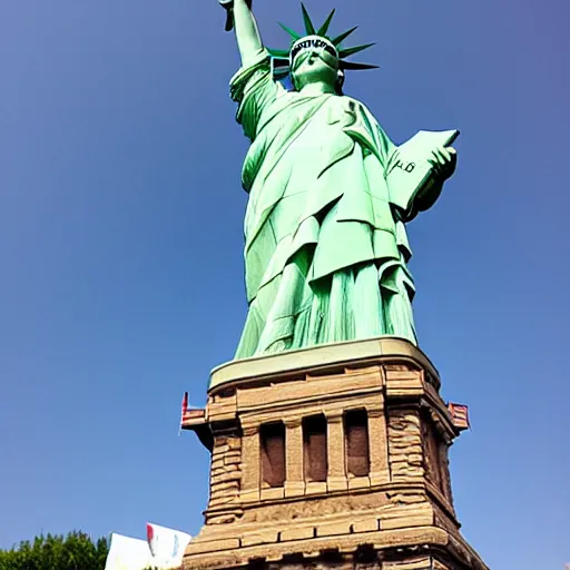 Image similar to statue of liberty made of swiss cheese