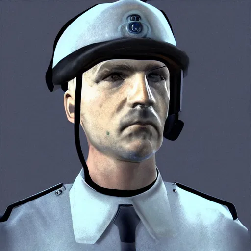 Prompt: a portrait of a combine civil protection guard from the half life universe