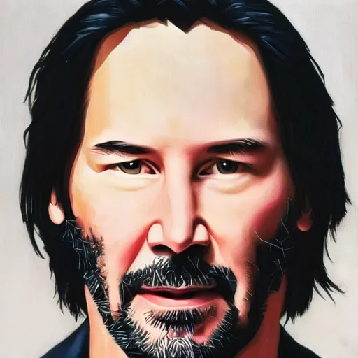 Image similar to Keanu Reeves in the style of Chuck Close