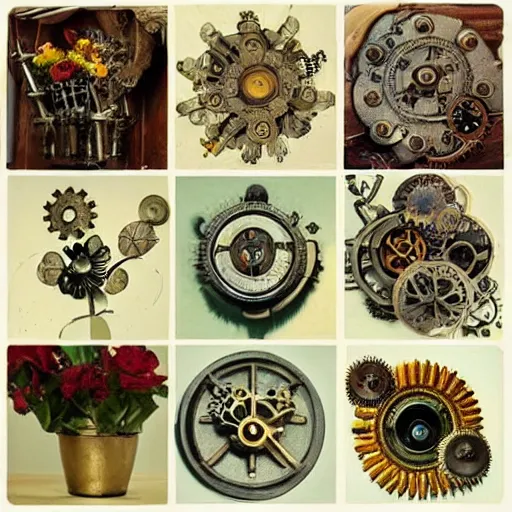 Prompt: Steampunk flowers