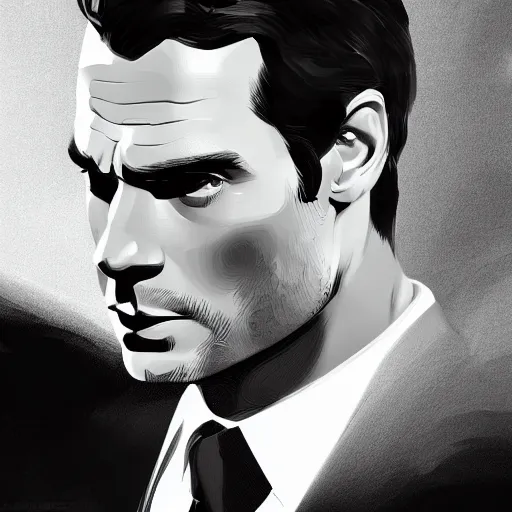 Image similar to henry cavill as james bond, portrait, highly detailed, digital painting, artstation, concept art, sharp focus, illustration, art , style of Walter Martin Baumhofer