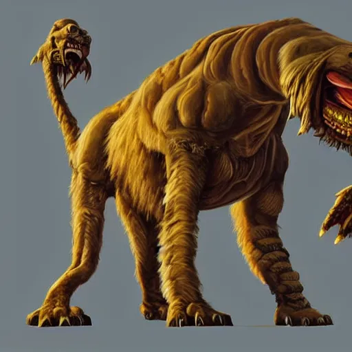 Prompt: stunning concept art of a giant animal with 4 arms, it is the first of its kind. stunning masterpiece
